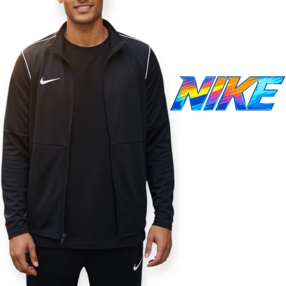 NIKE MEN'S DRI-FIT PARK 20 TRACK JACKET BLACK/WHITE FULL ZIP SIZE LARGE - Picture 1 of 13